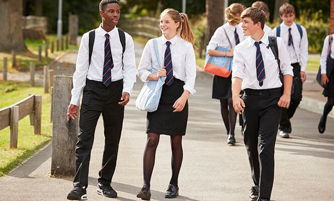 Teenage students heading to school