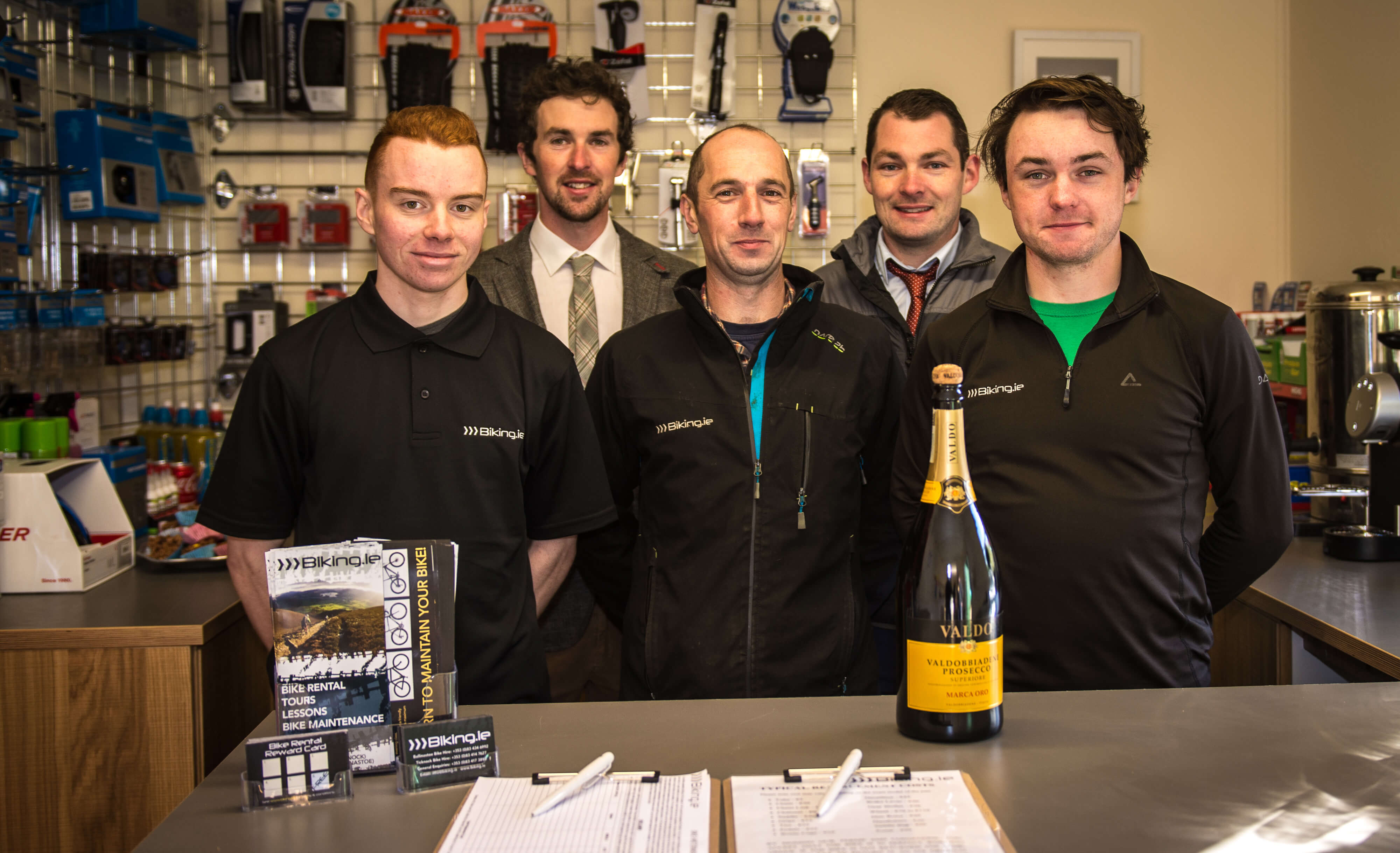 Niall Davis (back left) and the Biking.ie team