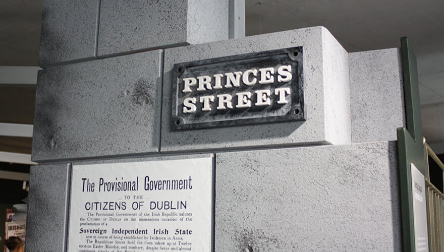 an installation showing the irish proclamation of independence at the gpo